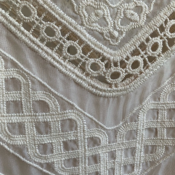 Artsy Boho Soft-Feminine Festival-Casual Ivory Lace Overlay Cropped Tank Size XS - Picture 4 of 5